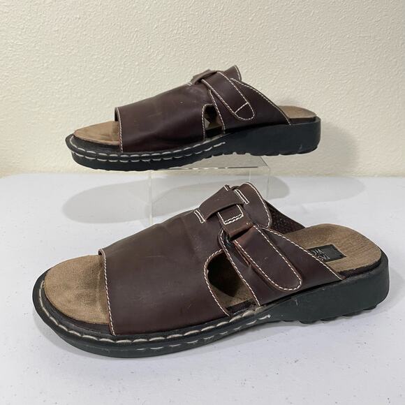 Vintage 90s Y2k Brown Platform Slide Chunky Sandal Hippie Fairy Grunge Womens 10 - Picture 2 of 8